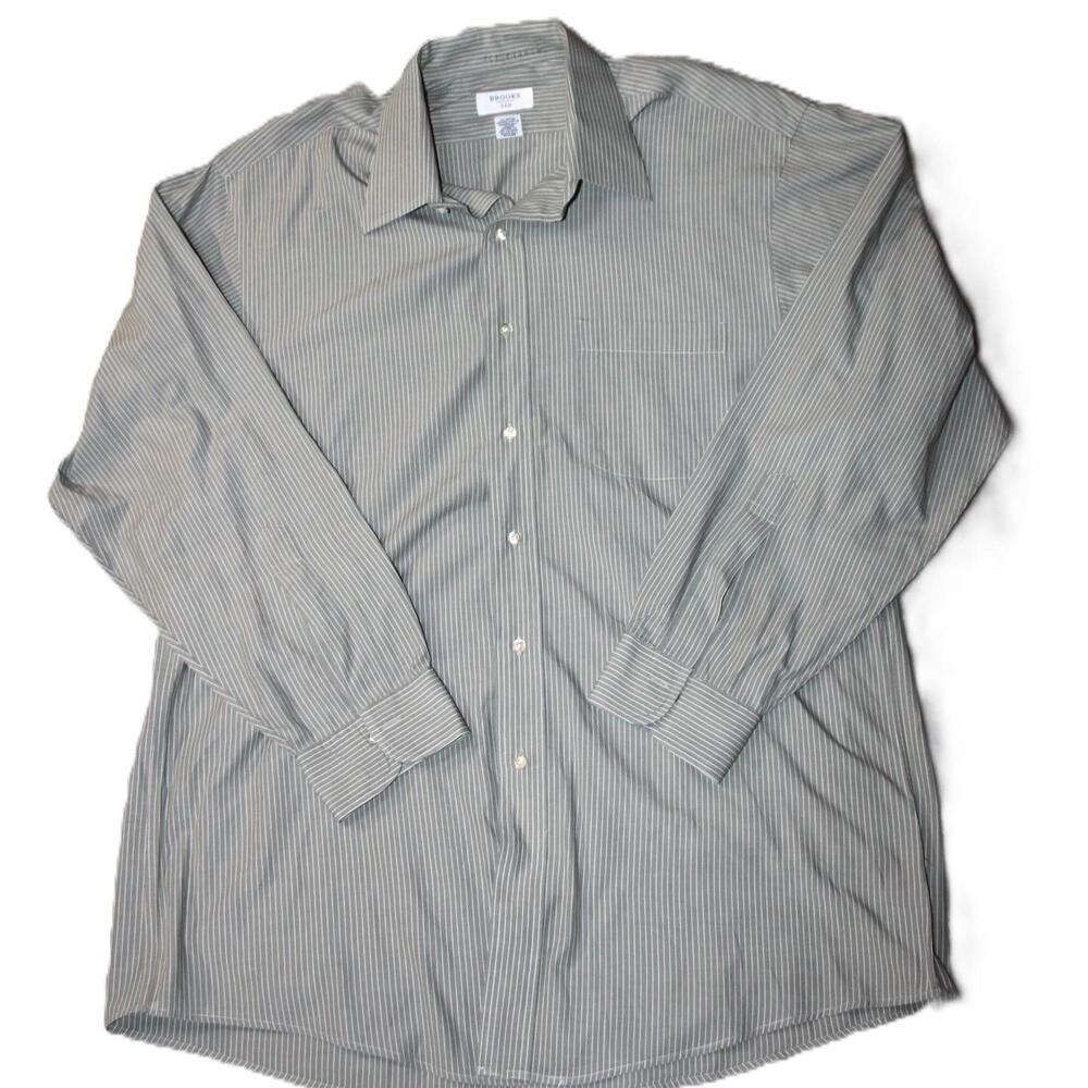 Brooks Shirt Mens 16.5 34/35 Gray Pinstripe Button Down Long Sleeve Dress